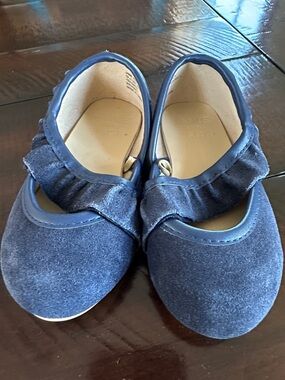 Kids Navy Blue Suede Mary Jane Shoes